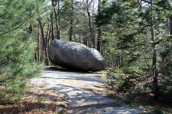 This moraine boulder at Ravenswood was deposited by a retreating ice sheet. As the glacier slowly melted, the boulder was gently laid in place. This moraine boulder at Ravenswood was depostied by a retreating ice sheet.